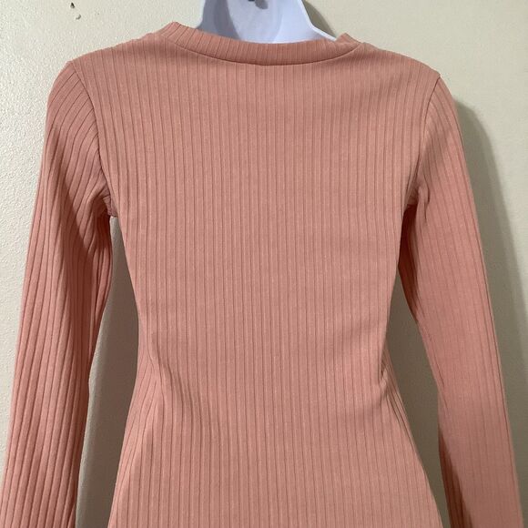 Yi Lhi Lian Pink Ribbed Bodycon Glam Club Feminine Keyhole Neck Mini Dress S - Picture 8 of 9